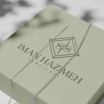 Iman Hazimeh jewellery logo, luxury brand identity, gold brand palette, Arabic calligraphy logo